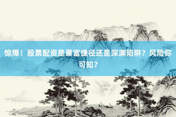 惊爆！股票配资是暴富捷径还是深渊陷阱？风险你可知？
